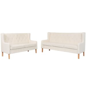 vidaXL Ensemble de canapés 2 Pièces tissu blanc crème