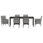 vidaXL Set de jardin 7 pièces Gris Rotin Poly