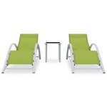 vidaXL Chaises longues lot de 2 avec table Aluminium Vert