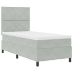 vidaXL Lit à ressorts avec matelas et lumière LED gris clair 90x190 cm en velours