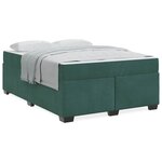 vidaXL Cadre de lit avec matelas Vert foncé 140 x 200 cm Velours
