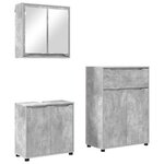 vidaXL Ensemble de mobilier de salle de bain 3 Pièces Gris béton