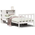 vidaXL Lit bibliothèque sans matelas blanc 90x200cm bois de pin massif