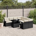 vidaXL Salon de jardin 9 Pièces avec coussins noir résine tressée