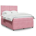vidaXL Sommier à lattes de lit avec matelas Rose 140x190 cm Velours