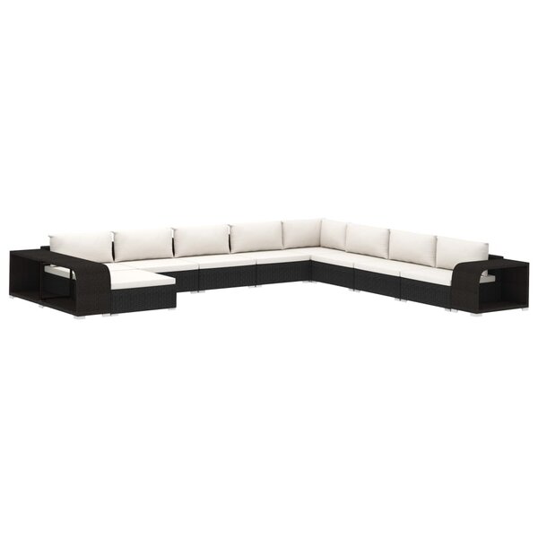 vidaXL Salon de jardin 11 Pièces avec coussins Résine tressée Noir