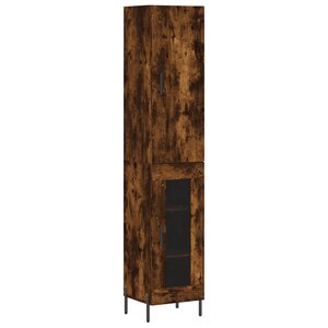 vidaXL Buffet haut Chêne fumé 34 5x34x180 cm Bois d'ingénierie