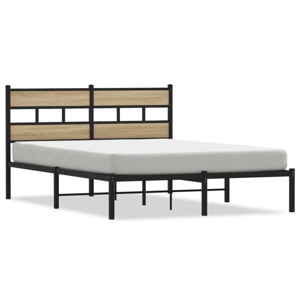 vidaXL Cadre de lit en métal sans matelas chêne sonoma 140x200 cm
