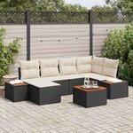 vidaXL Ensemble de canapé de jardin avec coussin 7 Pièces Noir Poly rotin