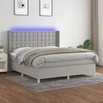 vidaXL Sommier à lattes de lit matelas LED Gris clair 160x200 cm Tissu