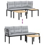 vidaXL Ensemble de banc de jardin avec coussins 3 Pièces noir