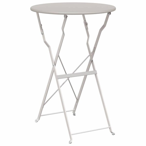 vidaXL Table de bistrot pliante beige Ø50 x 71 cm en acier recouvert de poudre
