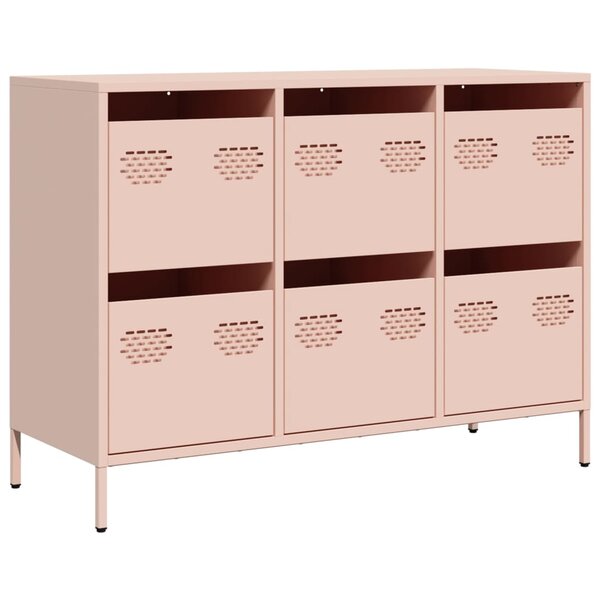 vidaXL Buffet rose 101 5x39x73 5 cm acier laminé à froid