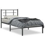 vidaXL Cadre de lit métal avec tête de lit noir 90x200 cm