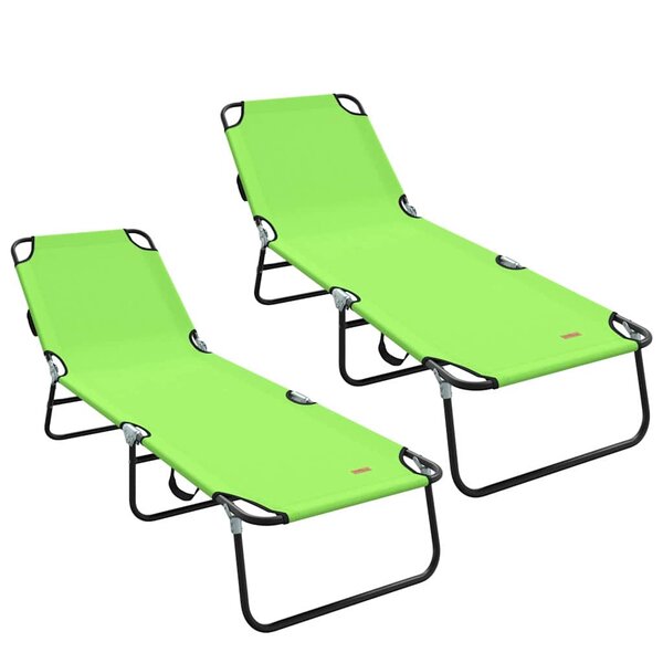 vidaXL Chaise longue pliante 2 Pièces Vert 188 x 57 x 86 5 cm Polyester