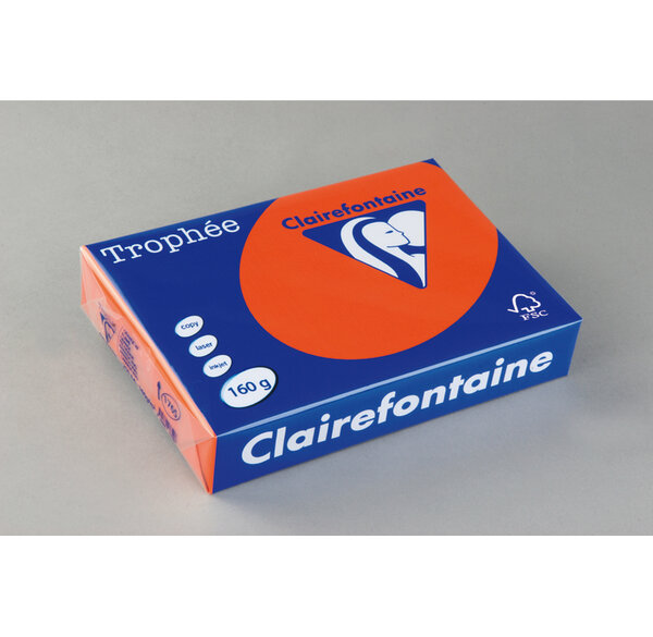 Ramette 250 Feuilles Papier 160g A4 210x297 mm orange vif TROPHÉE