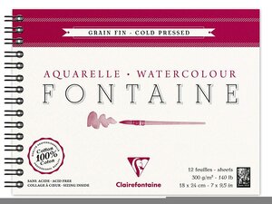 Album spiralé Fontaine grain fin 12F 300g 18x24 CLAIREFONTAINE