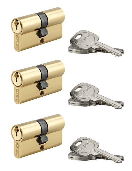 THIRARD - Lot de 3 cylindres STD  30X30mm  s'entrouvrant  9 clés