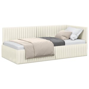vidaXL Cadre de lit d'angle Crème 90 cm x 200 cm Velours