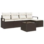 vidaXL Ensemble de canapé de jardin avec coussin 6 Pièces Marron et Crème