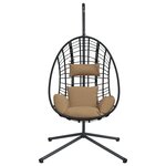 vidaXL Chaise suspendue en forme d'œuf et support taupe rotin et acier