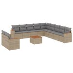 vidaXL Salon de jardin avec coussins 12 Pièces beige résine tressée