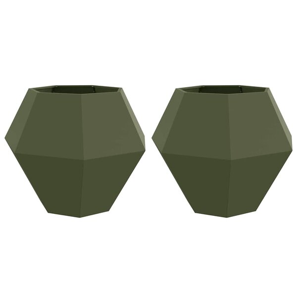 vidaXL Jardinière 2 Pièces Vert olive 100 x 100 x 80 cm Acier