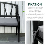 Coussins de banc de jardin déhoussables - coussins balancelle - lot de 2 - dim. 120L x 50l cm - rembourrage 5 cm - cordons d'attache - polyester gris