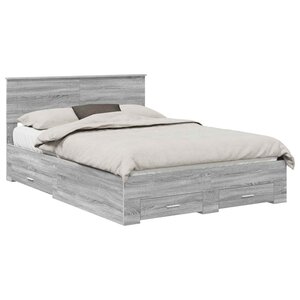 vidaXL Cadre de lit Gris Sonoma 140 x 200 cm Bois d'ingénierie