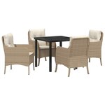 vidaXL Ensemble de salle à manger pour jardin 5 Pièces Beige polyrotin