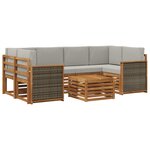 vidaXL Ensemble de canapés d'extérieur 7 Pièces Naturel et gris clair