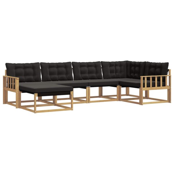 vidaXL Ensemble de canapés d'extérieur 6 pc Blanc et noir