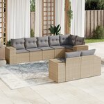 vidaXL Salon de jardin avec coussins 8 Pièces beige résine tressée