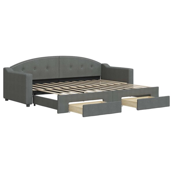 vidaXL Lit de jour avec gigogne et tiroirs sans matelas 80x200 cm