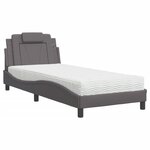 vidaXL Lit Viana avec matelas gris 90x200 cm similicuir