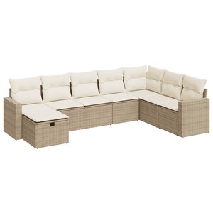 vidaXL Salon de jardin avec coussins 8 Pièces beige résine tressée