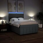 vidaXL Sommier à lattes de lit avec matelas Gris foncé 140x190cm Tissu
