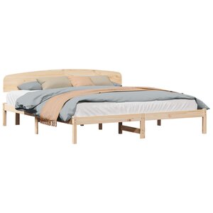 vidaXL Cadre de lit avec tête de lit Naturel 200 x 200 cm Pin massif