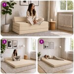 vidaXL Canapé-lit pliable Crème 120 x 60 x 49 cm Tissu