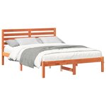 vidaXL Cadre de lit avec tête de lit Brun cire 120 x 190 cm Pin massif