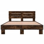 vidaXL Cadre de lit chêne fumé 140x190 cm bois d'ingénierie et métal