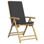 vidaXL Ensemble de bistro pliante 3 Pièces et coussins gris foncé bambou