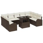vidaXL Ensemble de canapé de jardin 10 Pièces Marron et crème