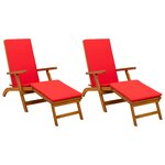 vidaXL Chaise longue inclinable et pliable 2 pc Bois d'Acacia Massif