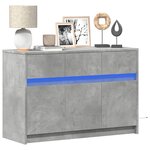vidaXL Meuble TV avec LED gris béton 91x34x61 cm bois d'ingénierie