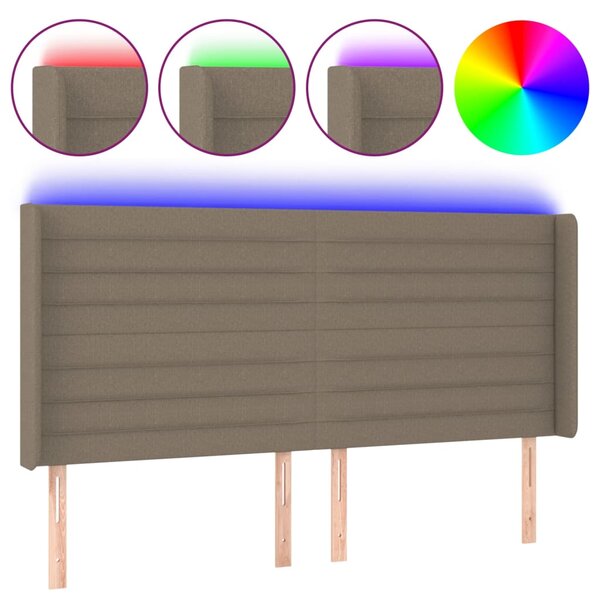 vidaXL Tête de lit à LED Taupe 183x16x118/128 cm Tissu
