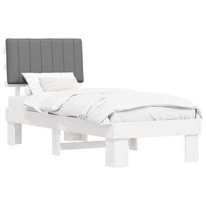 vidaXL Cadre de lit avec tête de lit rembourrée Gris clair 75 x 190 cm
