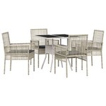 vidaXL Ensemble repas jardin 5 pièces gris clair poly rotin