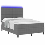 vidaXL Lit à ressort LED Gris clair et blanc 140 x 190 cm