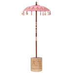 vidaXL Parasol avec Base Rose et Marron 250 cm Coton et bois